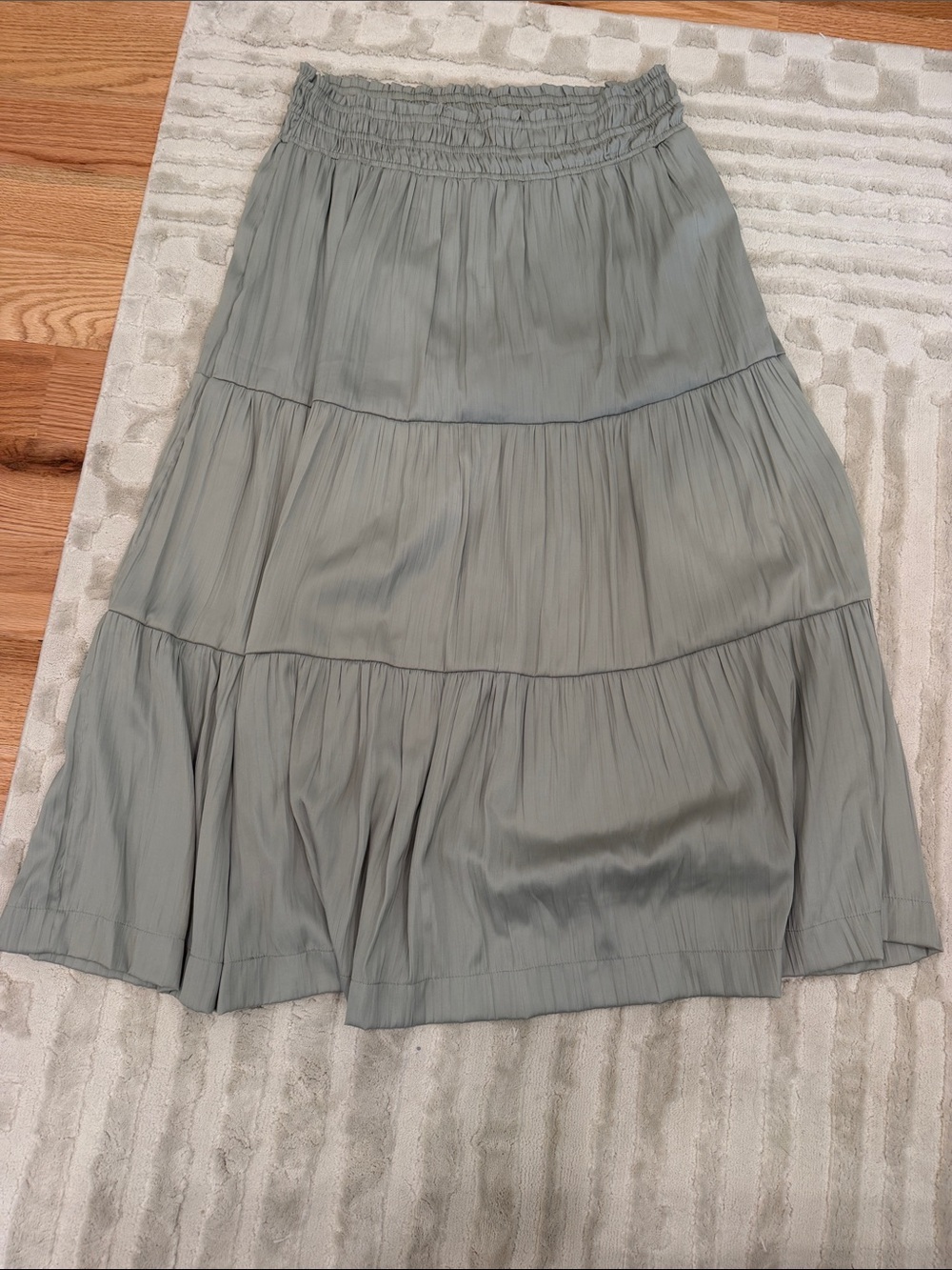 Anthropologie Sage Green Tiered Maxi Skirt